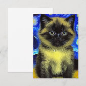 Cartons Réponse Van Gogh Starry Nuit Siamese Cat (Devant / Derrière)