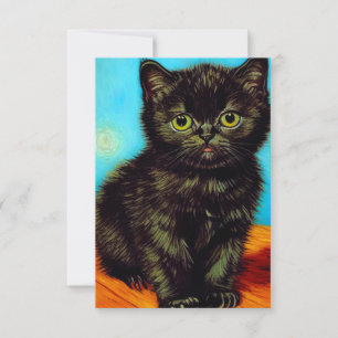 Cartons Réponse Van Gogh Style Pouting Kitten
