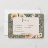 Cartons Réponse Vanilla White Boho Rose Sage Mariage Dîner (Devant)