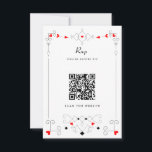 Cartons Réponse Vegas Cupid's Hearts and Diamonds Mariage QR Code<br><div class="desc">Elégante carte rsvp cupide et poker inspirée avec flèches et diamants du coeur</div>
