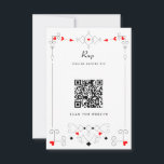 Cartons Réponse Vegas Cupid's Hearts and Diamonds Mariage QR Code<br><div class="desc">Elégante carte rsvp cupide et poker inspirée avec flèches et diamants du coeur</div>