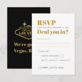 Cartons Réponse Vegas Wedding Party Vous Amuse ? Noir et or (Devant / Derrière)