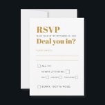 Cartons Réponse Vegas Wedding Party Vous Amuse ? Noir et or<br><div class="desc">Une carte de réponse Mariage ou fête d'anniversaire de Las Vegas en noir et or avec une carte amusante jouant le libellé pour les choix rsvp et un faux or "Welcome to Fabulous Las Vegas" signe au dos. La conception de typographie unique coordonne avec notre suite complète de casino et...</div>