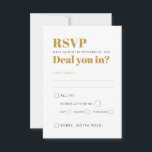 Cartons Réponse Vegas Wedding Party Vous Amuse ? Noir et or<br><div class="desc">Une carte de réponse Mariage ou fête d'anniversaire de Las Vegas en noir et or avec une carte amusante jouant le libellé pour les choix rsvp et un faux or "Welcome to Fabulous Las Vegas" signe au dos. La conception de typographie unique coordonne avec notre suite complète de casino et...</div>