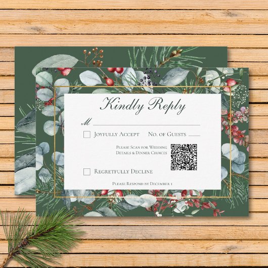Cartons Réponse Végétation de Noël d'hiver Code QR vert