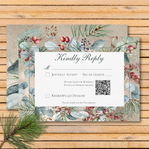 Cartons Réponse Végétation de Noël d'hiver Mariage d'or QR Code