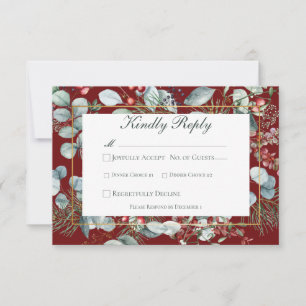 Cartons Réponse Végétation de Noël d'hiver Mariage rouge