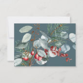 Cartons Réponse Végétation de Noël d'hiver Mariage Turquoise (Dos)