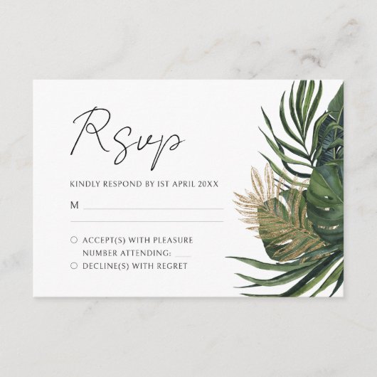 Cartons Réponse Végétation tropicale Botanique Mariage Boho d'été (Devant)