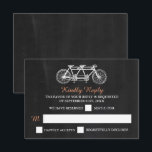 Cartons Réponse Vélo Tandem Sur Mariage Chalkboard<br><div class="desc">Ces cartes RSVP sont parfaites pour tout couple qui planifie une fête mariage romantique. Le design est composé d'un arrière - plan à effet de tableau de bord branché avec un design de moto en tandem mignon. Le simple modèle peut être personnalisé pour votre événement spécial et ferait l'article parfait...</div>