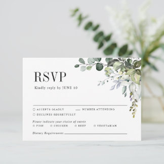 Cartons Réponse Verdure Eucalyptus Botanique Mariage élégant