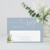 Cartons Réponse Verdure Floral Script Coeur Dusty Bleu (Debout devant)