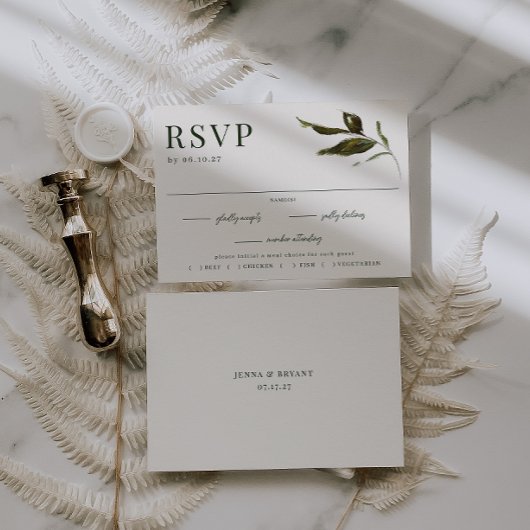 Cartons Réponse VERDURE Jardin Folio Mariage de choix de repas