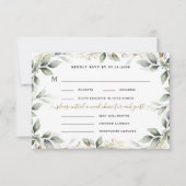 Cartons Réponse Verdure & Or 3 Trois Choix de Repas Mariage Rustiq (Devant)