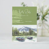 Cartons Réponse Verdure Rustique Aquarelle Mariage du lac Mountain (Debout devant)