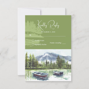Cartons Réponse Verdure Rustique Aquarelle Mariage du lac Mountain