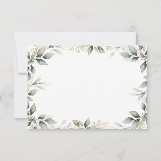 Cartons Réponse Verdure vert et or Géométrique Mariage rustique (Dos)