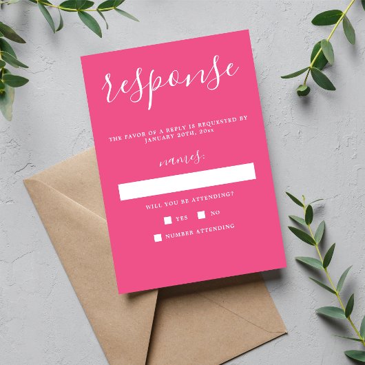 Cartons Réponse Véritable simplicité 1 carnation rose Mariage mini