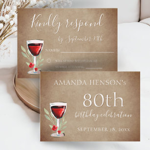 Cartons Réponse Verre à vin rouge rustique pour fête d'anniversair