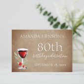 Cartons Réponse Verre rouge rustique 80e fête d'anniversaire (Debout devant)