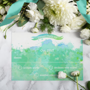Cartons Réponse Vert bleu turquoise Aquarelle moderne Abstraite