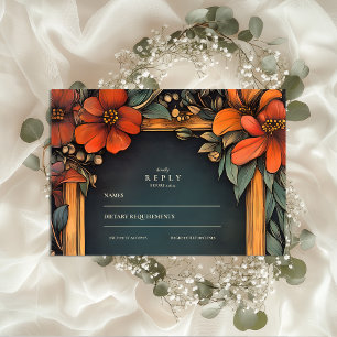 Cartons Réponse Vert Botanique Art Nouveau Mariage