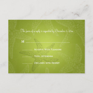 Cartons Réponse Vert de chaux d'étoiles de mer du mariage de plage