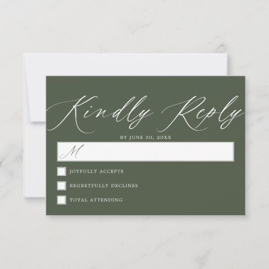 Cartons Réponse Vert de la forêt foncée | Mariage de script simple (Devant)