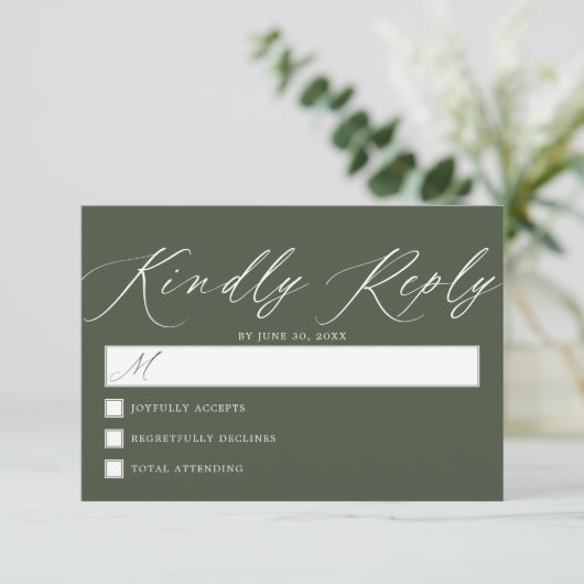 Cartons Réponse Vert de la forêt foncée | Mariage de script simple (Debout devant)