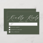 Cartons Réponse Vert de la forêt foncée | Mariage de script simple (Devant / Derrière)
