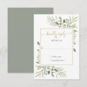 Cartons Réponse Vert doré géométrique mariage script (Devant / Derrière)