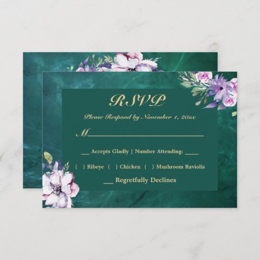 Cartons Réponse Vert élégant (Devant / Derrière)