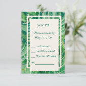 Cartons Réponse vert émeraude mariage tropical (Debout devant)