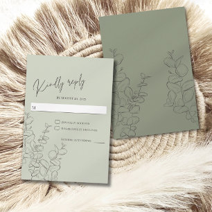 Cartons Réponse Vert feuille minimaliste dessiné à la main