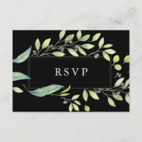 Vert feuilles | Mariage de cadre en aquarelle noir