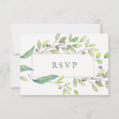 Cartons Réponse Vert feuilles | Mariage de cadre en aquarelle tend (Devant)