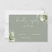 Cartons Réponse Vert Floral Élégant Sage Vert Mariage (Devant)