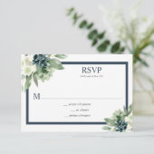 Cartons Réponse Vert & Indigo Blue Watercolor Succulents (Debout devant)