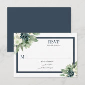 Cartons Réponse Vert & Indigo Blue Watercolor Succulents (Devant / Derrière)