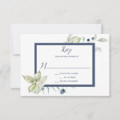 Cartons Réponse Vert Sage Bleu Duché encadré Hiver Floral (Devant)