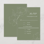 Cartons Réponse Vert sauge Boho Fleurs blanches Botanique Mariage (Devant / Derrière)