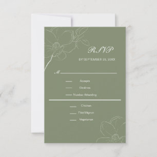 Cartons Réponse Vert sauge Boho Fleurs blanches Botanique Mariage