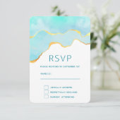 Cartons Réponse Vert tropical paisible avec Mariage frontière or (Debout devant)