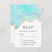 Cartons Réponse Vert tropical paisible avec Mariage frontière or (Devant / Derrière)