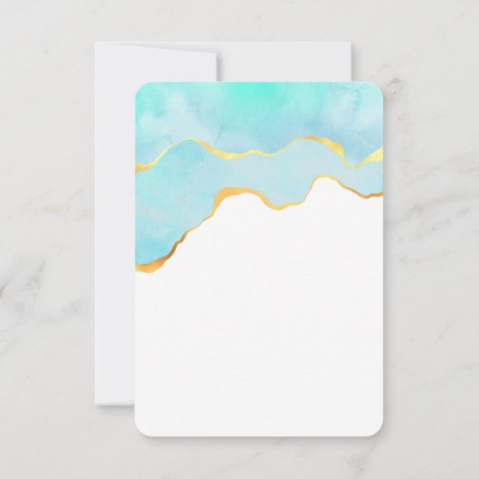 Cartons Réponse Vert tropical paisible avec Mariage frontière or (Dos)