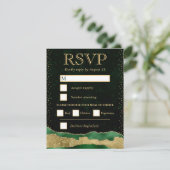 Cartons Réponse Vertes et or Glam Tears Bokeh Mariage (Debout devant)