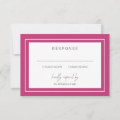 Cartons Réponse Vibrant rose gras bordure Mariage moderne (Devant)