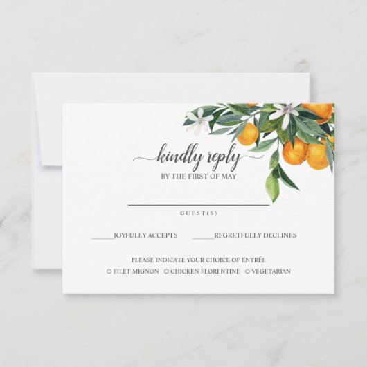 Cartons Réponse Vibrant Tangérine Citrus Orange Choix de repas RSV (Devant)