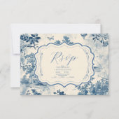 Cartons Réponse Victorian Dusty Blue French Toile Mariage (Devant)
