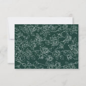Cartons Réponse Victorian Emerald Green Floral Line Art Wedding (Dos)